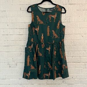 NWT ModCloth emerald green chetah dress, size medium
